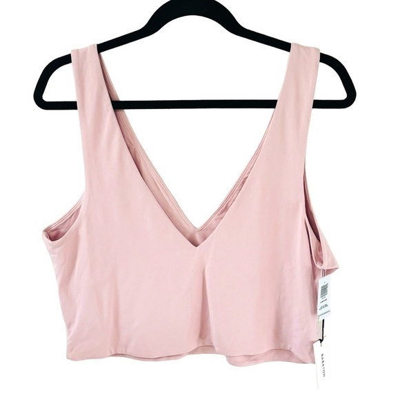 BABATON Aritzia NWT Poetic Pink Pastel V Neck Crop Top SZ 2 XL - Picture 1 of 5